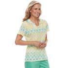 Petite Alfred Dunner Studio Zig Zag Top, Women's, Size: L Petite, Yellow Green Zig Zag