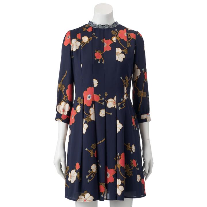 Women's Lc Lauren Conrad Pleated Fit & Flare Dress, Size: 6, Blue