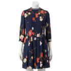 Women's Lc Lauren Conrad Pleated Fit & Flare Dress, Size: 6, Blue