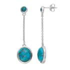Sterling Silver Simulated Turquoise Linear Drop Earrings, Women's, Blue