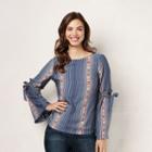 Women's Lc Lauren Conrad Printed Top, Size: Large, Blue
