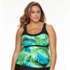 Plus Size Zeroxposur Printed Empire Tankini Top, Women's, Size: 16 W, Med Blue