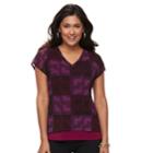 Petite Dana Buchman Double-layer Mixed-media Top, Women's, Size: S Petite, Purple