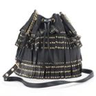 Juicy Couture Studded Fringe Drawstring Bucket Bag, Women's, Black