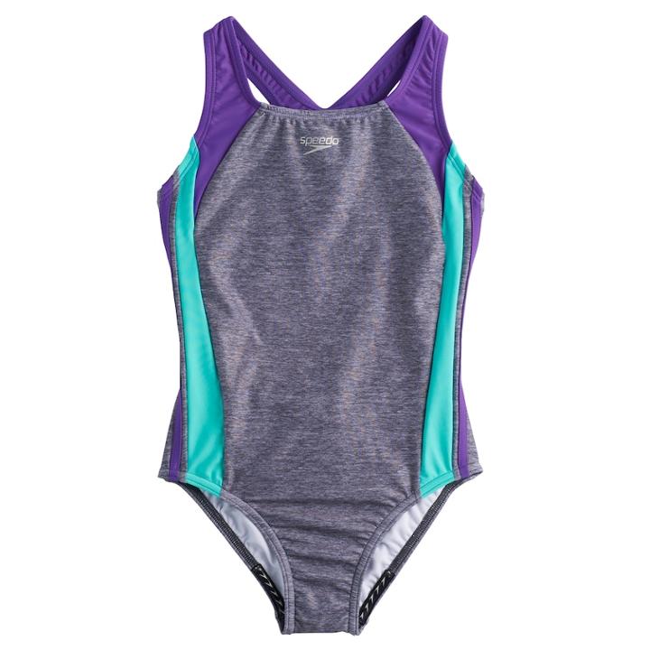 Girls 7-16 Speedo Infinity Splice One-piece Swimsuit, Size: 16, Dark Grey