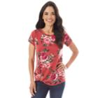 Women's Apt. 9&reg; Twist Hem Tee, Size: Xl, Wine Floral Terry