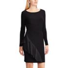 Women's Chaps Ruffle Sheath Dress, Size: Large, Black