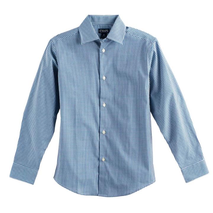 Boys 8-20 Chaps Gingham Button-down Shirt, Size: 18-20, Green Oth