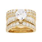 Sterling Silver Cubic Zirconia Engagement Ring Set, Women's, Size: 5, White
