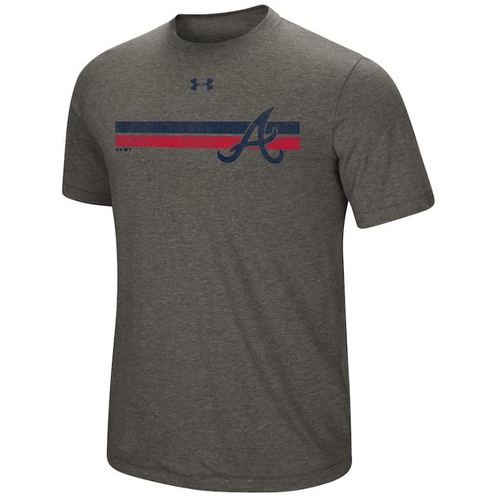 Men's Under Armour Atlanta Braves Stripe Graphic Tee, Size: Small, Med Grey