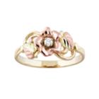 Black Hills Gold Tri-tone Diamond Accent Flower Ring, Women's, Size: 6, Yellow