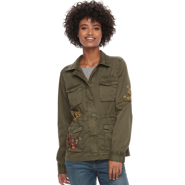 Women's Sonoma Goods For Life&trade; Twill Utility Jacket, Size: Large, Green