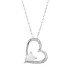 Radiant Gem Lab-created Opal Sterling Silver Heart Pendant Necklace, Women's, Size: 18, White