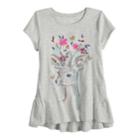 Girls 4-12 Sonoma Goods For Life&trade; Peplum-hem Graphic Tee, Size: 10, Light Grey