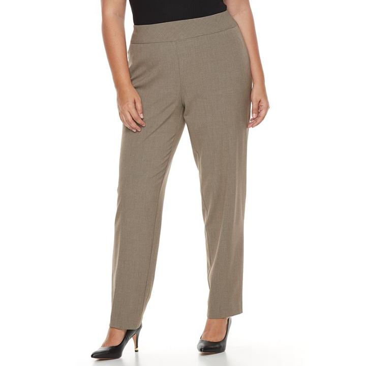 Plus Size Croft & Barrow&reg; Polished Pintuck Pull-on Pants, Women's, Size: 24 W, Med Brown