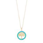 14k Gold Over Silver Lab-created Blue Opal Tree Of Life Circle Pendant, Women's, Size: 18