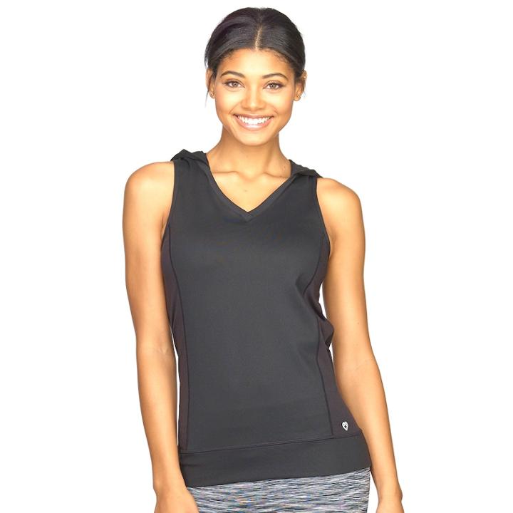 Women's Colosseum Warmup Hooded Running Tank, Size: Medium, Black