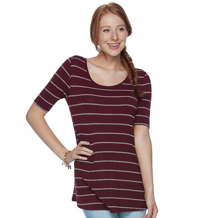 Juniors' So&reg; Solid Elbow Sleeve Tunic, Teens, Size: Small, Dark Pink