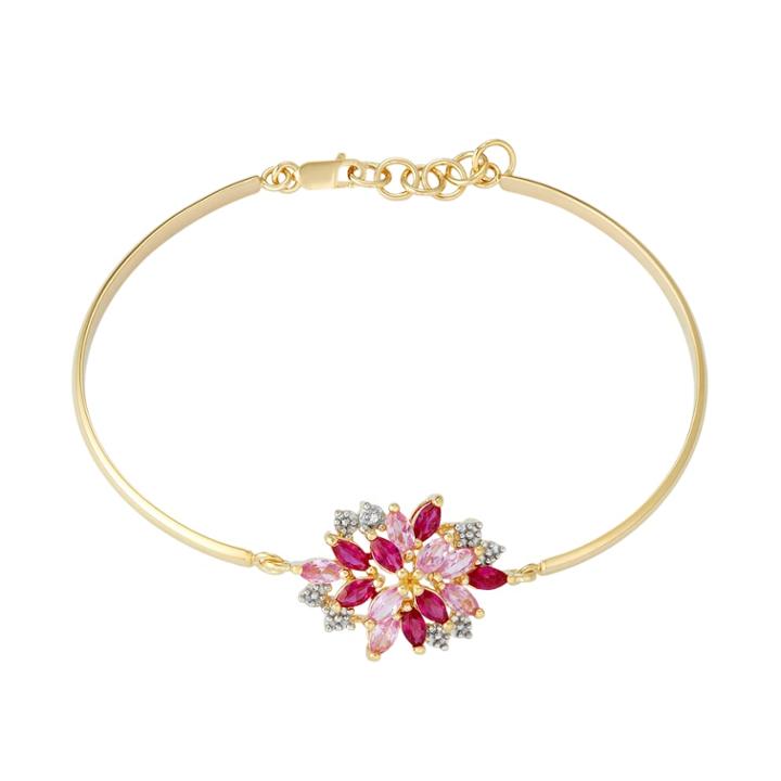 14k Gold Over Silver Lab-created Ruby & Sapphire Cluster Bracelet, Women's, Size: 7.5, Red