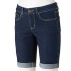 Juniors' So&reg; Rolled Denim Bermuda Shorts, Girl's, Size: 3, Dark Blue