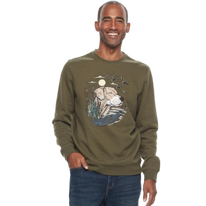 Men's Croft & Barrow&reg; Graphic Fleece Sweater, Size: Medium, Dark Green