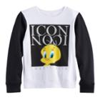 Girls 7-16 Icon Tweety Bird Colorblock Pullover Sweatshirt, Size: Small, White