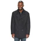 Men's Am Studio By Andrew Marc Double-breasted Wool-blend Peacoat With Bib, Size: Medium, Dark Grey