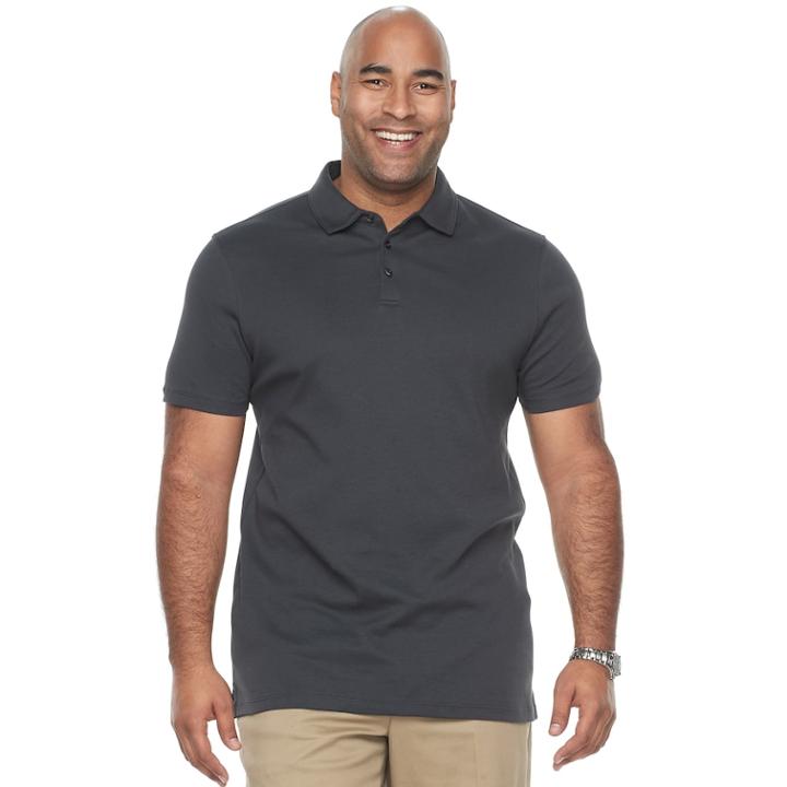Big & Tall Apt. 9&reg; Regular-fit Soft Touch Stretch Interlock Polo, Men's, Size: 3xl Tall, Grey