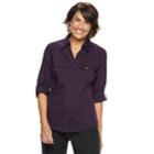 Petite Croft & Barrow&reg; Knit-to-fit Roll-tab Shirt, Women's, Size: L Petite, Lt Purple