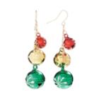 Gold Tone Jingle Bell Drop Earrings, Women's, Multicolor