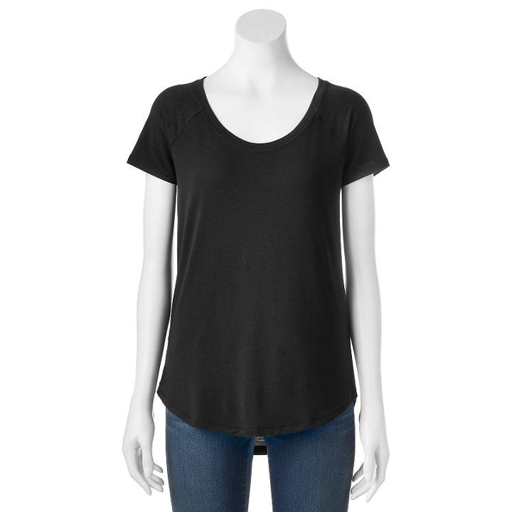 Juniors' So&reg; Raglan Short Sleeve Tee, Girl's, Size: Medium, Black