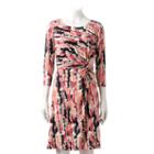 Petite Dana Buchman Printed Faux-wrap Dress, Women's, Size: M Petite, Drk Orange
