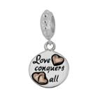 Individuality Beads Sterling Silver & 14k Gold Over Silver Love Conquers All  Disc Charm, Women's, Grey