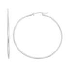 14k Gold Tube Hoop Earrings - 40 Mm, Women's, White
