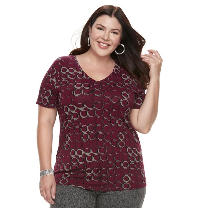 Plus Size Apt. 9&reg; Essential V-neck Tee, Women's, Size: 3xl, Dark Red