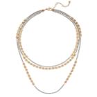 Two Tone Disc Multi Strand Necklace, Women's, Gold