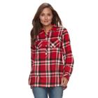 Women's Croft & Barrow&reg; Plaid Flannel Shirt, Size: Small, Med Red