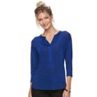 Women's Dana Buchman Marled Splitneck Sweater, Size: Xl, Med Blue