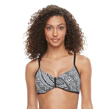 Women's S.o.s. Sun Ocean Sand Strappy Bra-sized Bikini Top, Size: 36 B/c, Black
