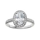 The Silver Lining Cubic Zirconia Silver Tone Oval Halo Ring, Women's, Size: 8, White