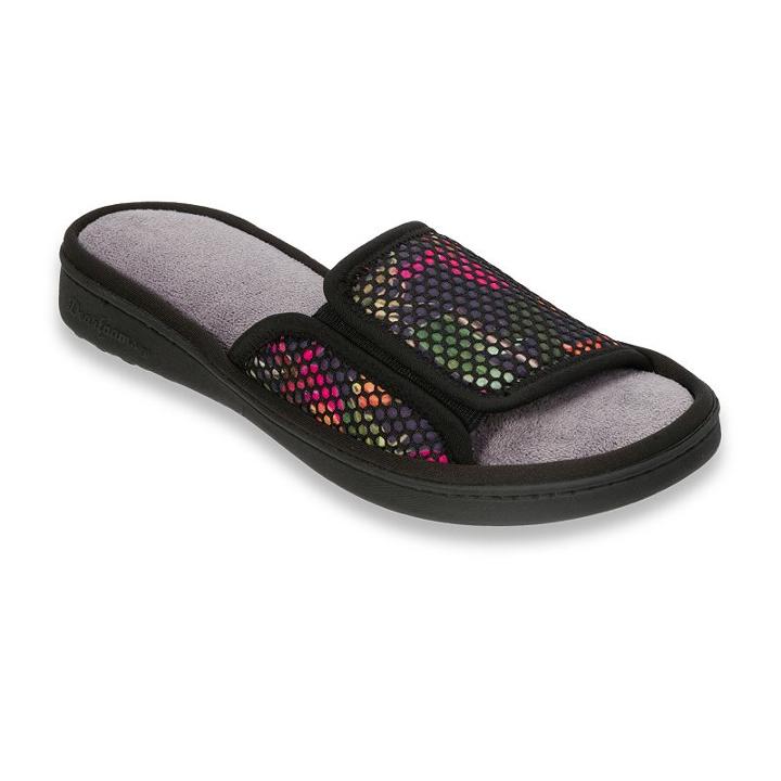 Dearfoams Women's Active Mesh Slide Slippers, Size: Small, Black