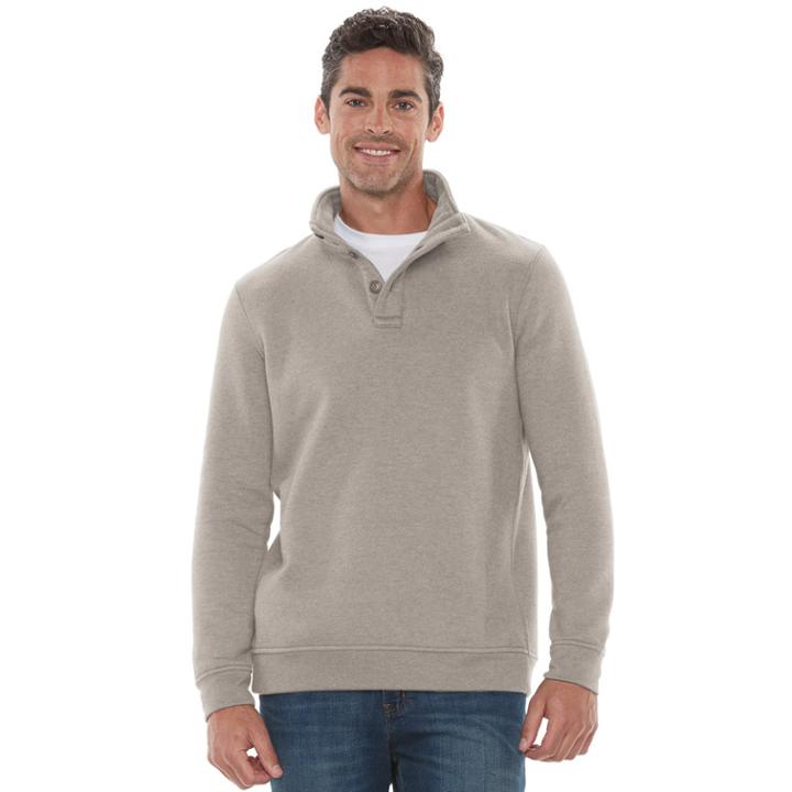 Men's Croft & Barrow&reg; Classic-fit Stretch Fleece Mockneck Pullover, Size: Small, Lt Brown