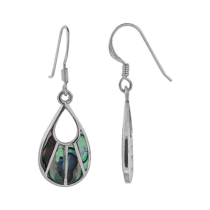 Sterling Silver Paua Shell Teardrop Earrings, Women's, Green