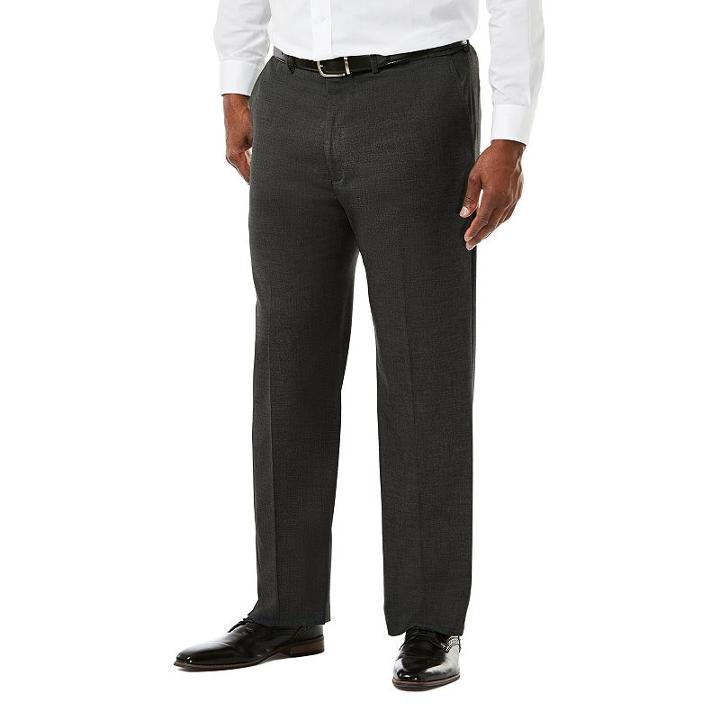 Big & Tall J.m. Haggar Premium Classic-fit Sharkskin Stretch Flat-front Suit Pants, Men's, Size: 46x34, Dark Grey