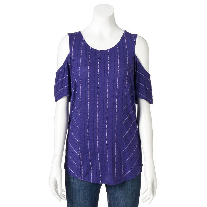 Women's Apt. 9&reg; Solid Cold-shoulder Tee, Size: Small, Drk Purple