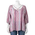 Juniors' Plus Size Living Doll Woven Print Cross Front Top, Girl's, Size: 1xl, Purple