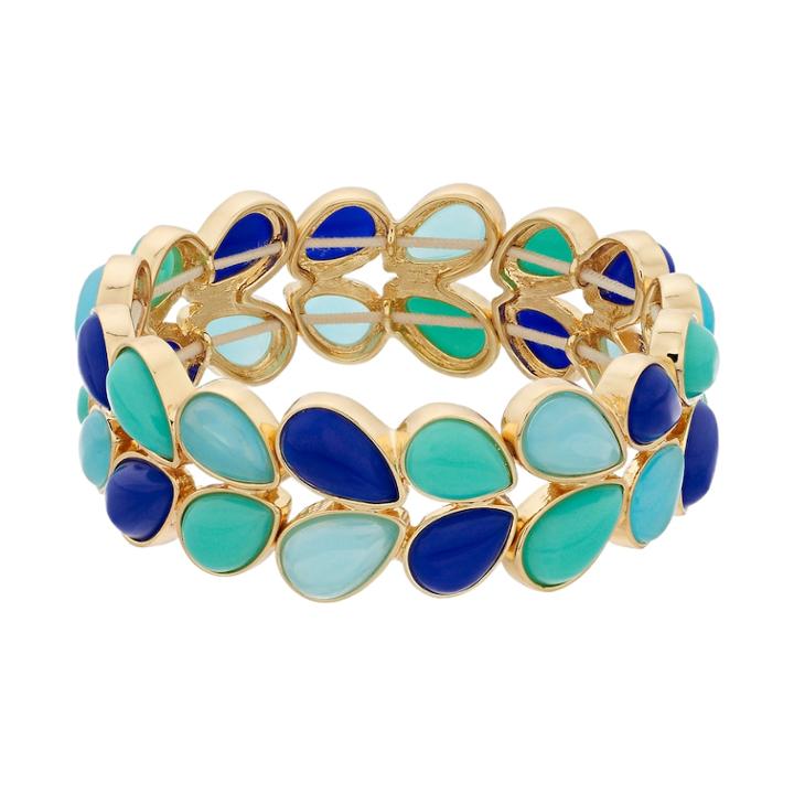 Napier Blue Teardrop Multirow Stretch Bracelet, Women's, Med Blue