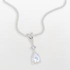 Sterling Silver Pear-shaped Clear Cubic Zirconia Pendant, Women's, Size: 18, White