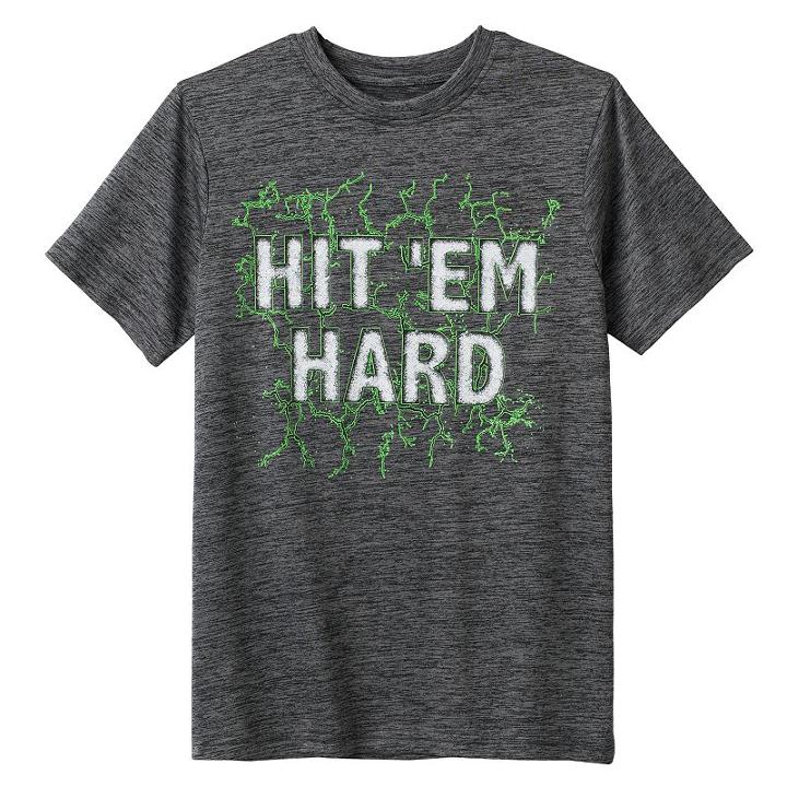 Boys 8-20 Tek Gear Hit 'em Hard Tee, Size: Large, Grey