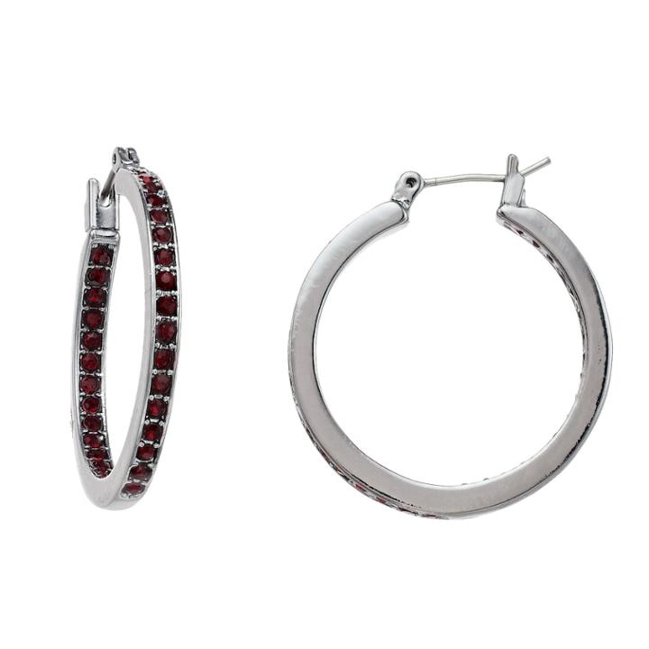Simply Vera Vera Wang Red Simulated Crystal Inside Out Hoop Earrings, Women's